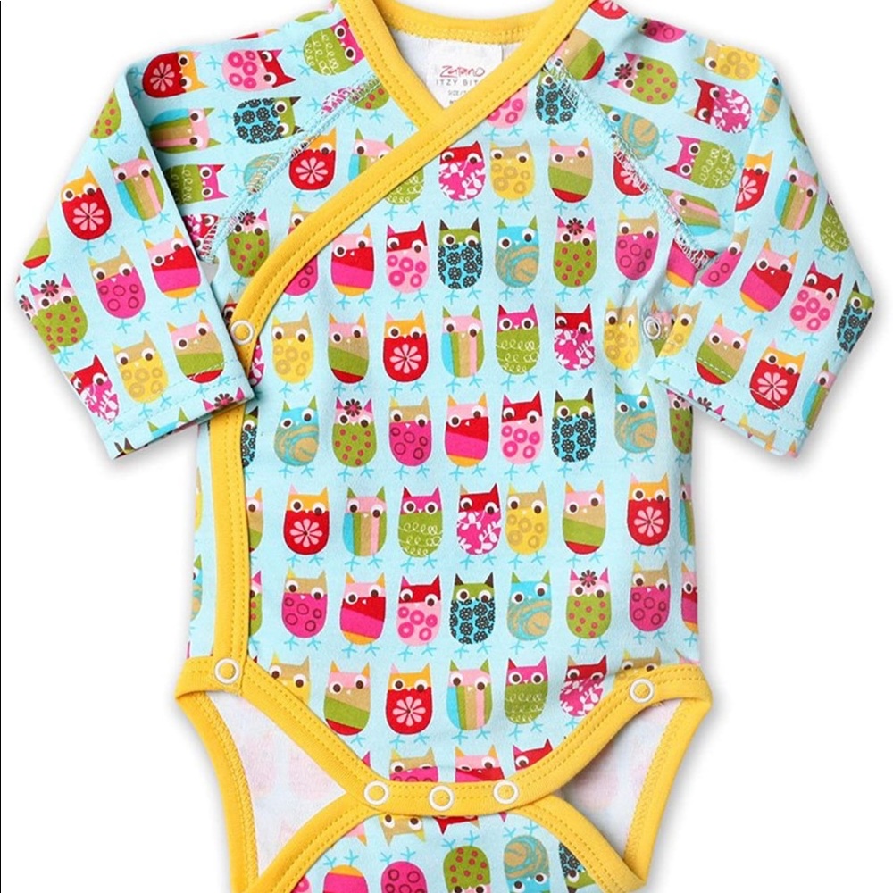 Zutano Pink Owl Long Sleeve Body Wrap / onesie
